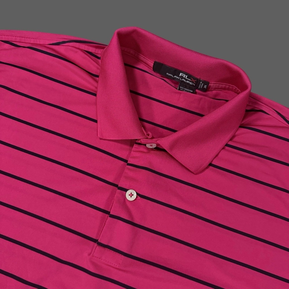 RLX Golf Ralph Lauren Polo Shirt Size XL  Men's Striped Performance F712 Pink